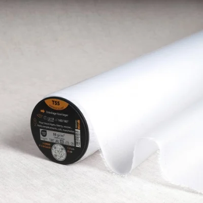 Entoilage tissé Thermocollant Coton T55 Blanc - Par 10 cm