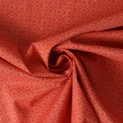 Tissu Coton imprimé  graphique Lozaa sur fond Brique - Par 10 cm