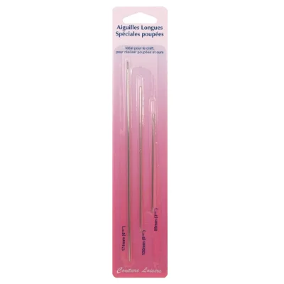 Aiguilles longues spéciales poupées x3