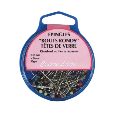 Epingles têtes de verre ±95 pcs / 50 g - 34 x 0.65 mm