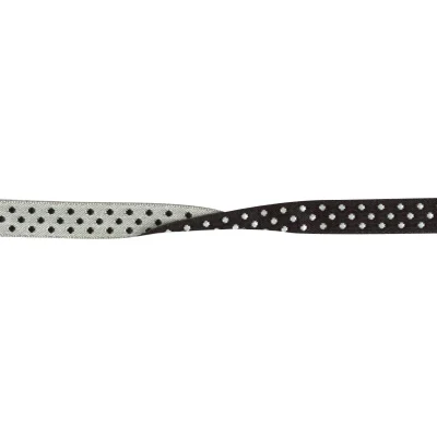 Galon 10 mm Noir Pois Recto Verso Blanc x1m