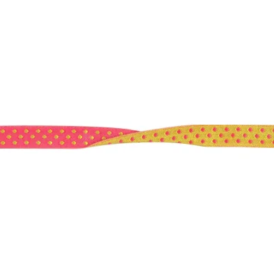 Galon 10 mm Jaune Pois Recto Verso Rouge rosé x1m