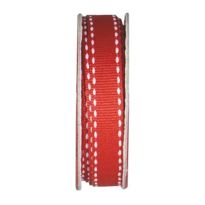 Ruban surpiqué Rouge - bobinette 2m