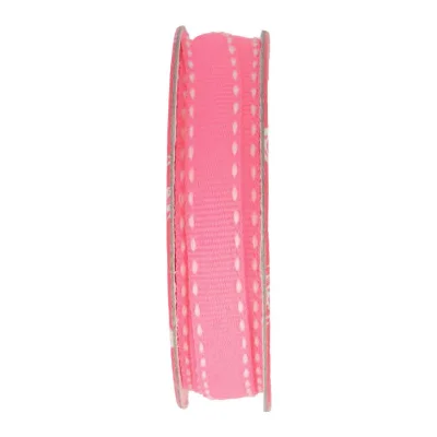 Ruban surpiqué Rose - bobinette 2m