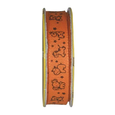 Ruban imprimé animaux Orange - bobinette 2m