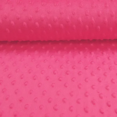 Tissu Minky ultra doux Pois Fuchsia x10cm