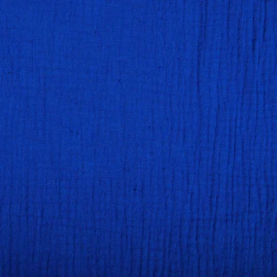 Tissu Double gaze de coton uni Bleu roi - Par 10 cm