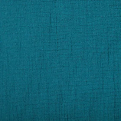 Tissu Double gaze de coton uni Bleu pétrole - Par 10 cm