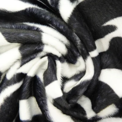 Tissu Velours Peau de bête Zèbre Blanc et noir x10cm