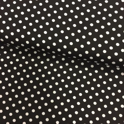 Tissu Coton imprimé Noir Pois 8 mm Blancs - Par 10 cm