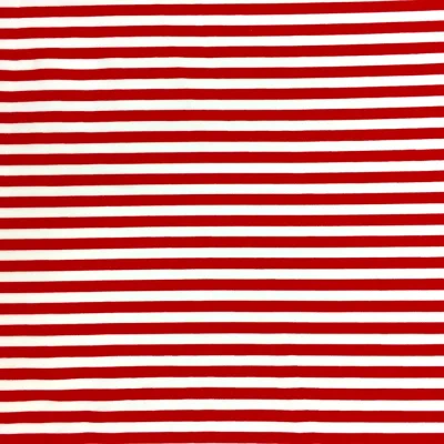 Tissu Coton imprimé marinière Rouge et blanc - Par 10 cm