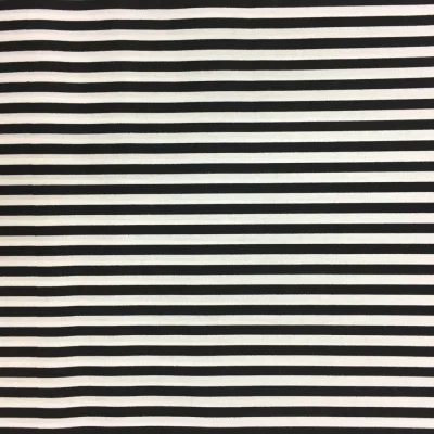 Tissu Coton imprimé marinière Noir et blanc - Par 10 cm