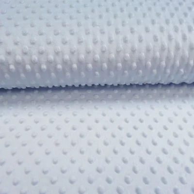 Tissu Minky Ultra doux Pois Bleu dragée - Par 10 cm