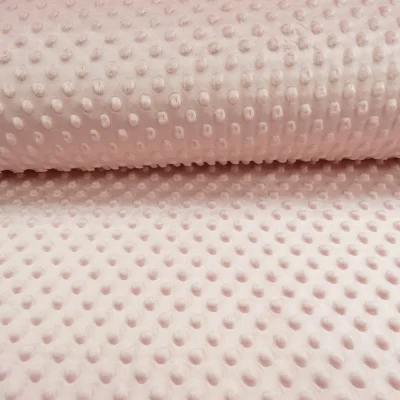 Tissu Minky Ultra doux Pois Rose dragée - Par 10 cm