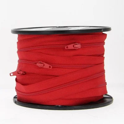 Fermeture spirale N°5 avec curseurs Rouge - Au mètre