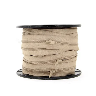 Fermeture spirale N°5 avec curseurs Beige - Au mètre