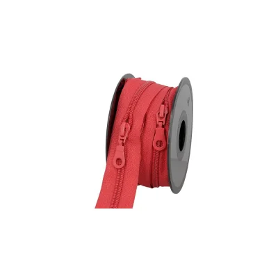 Fermeture nylon non séparable N°5 avec curseurs Rouge - Au mètre