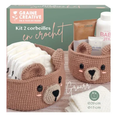 Kit Crochet 2 corbeilles Ours - Graine Créative