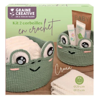 Kit Crochet 2 corbeilles Grenouille - Graine Créative