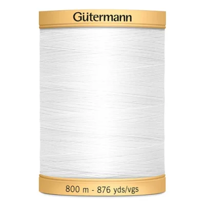 Fil à coudre Gütermann Coton naturel 800m - Blanc