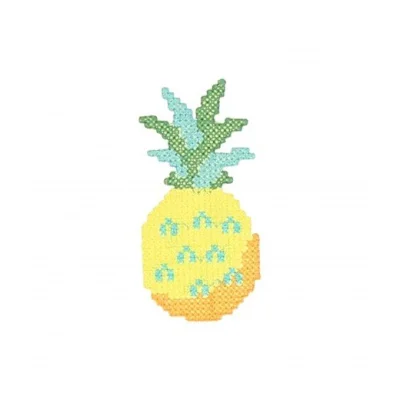 Ecusson Thermocollant Ananas au point de croix Vert bleu jaune et orange