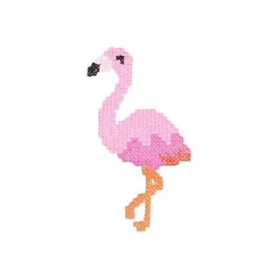 Ecusson Thermocollant Flament Rose au point de croix Rose et noir