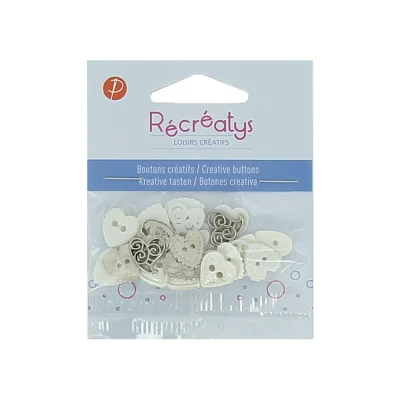 Boutons créatifs Récréatys Assortiment de boutons Cœurs