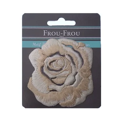 Ecusson Thermocollant Rose beige Brodée - 2 Tailles