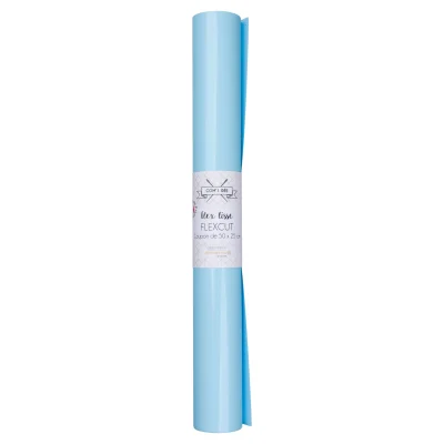 Flex lisse thermocollant Com&#039;1 idée uni Bleu ciel - 50x25 cm