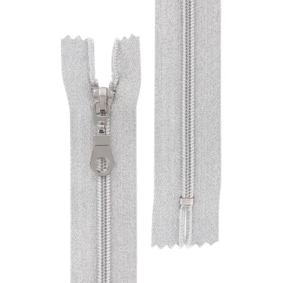 Fermeture à glissière spirale 6mm non séparable lurex argent - 5 Tailles