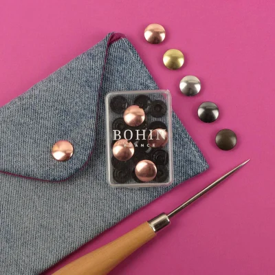 Boutons pressions magiques sans pince Bohin 14 mm - 5 Coloris
