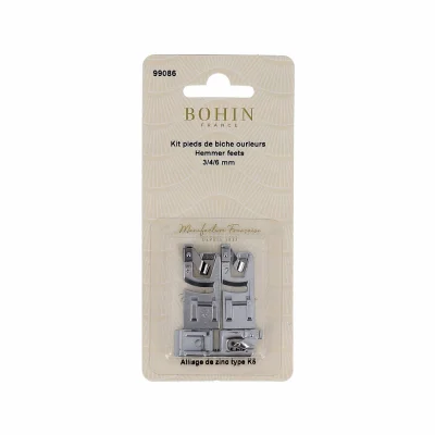 Kit Pieds de biche Ourleur 3, 4, 6 mm Bohin pour machine à coudre x1