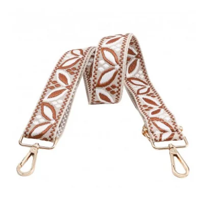 Sangle pour sac 38 mm feuilles Marron - Avec mousquetons