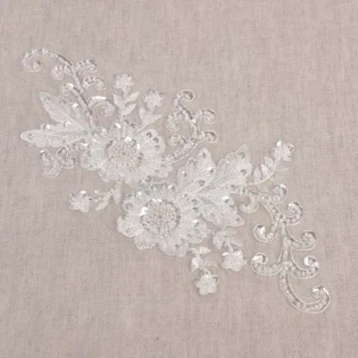 Ecusson à coudre Perles Mariage n°2 Blanc