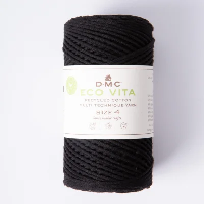Cordon de Coton recyclé Eco Vita Taille 4 DMC - Noir