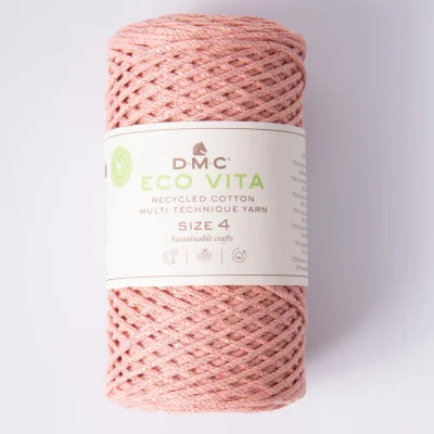 Fil Eco Vita – Métallisé - Coton Recyclé Taille 4 Rose