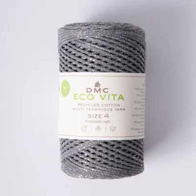 Fil Eco Vita – Métallisé - Coton Recyclé Taille 4 Gris