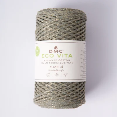 Fil Eco Vita – Métallisé - Coton Recyclé Taille 4 Vert Olive