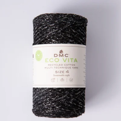 Fil Eco Vita – Métallisé - Coton Recyclé Taille 4 Noir