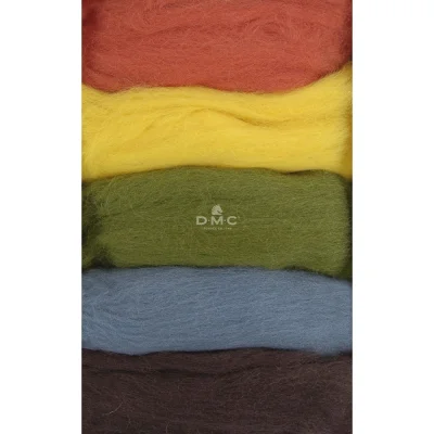 Laine cardée pour feutrage, paquet de 5 coloris Automne