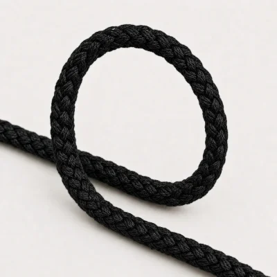 Cordon Sweat Tressé 6 mm uni Noir