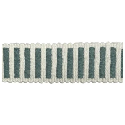 Sangle aspect crochet 30 mm Bicolore Vert bleu et Blanc x1m