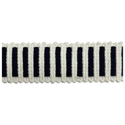 Sangle aspect crochet 30 mm Bicolore Noir et Blanc x1m