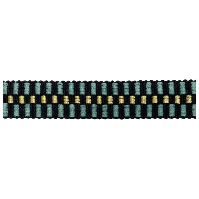 Sangle Lurex 30 mm Damier Bleu pacifique x1m