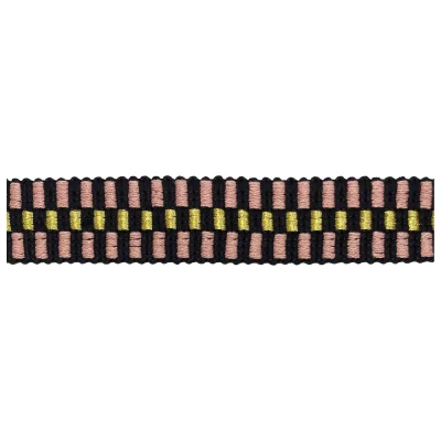 Sangle Lurex 30 mm Damier Vieux Rose x1m