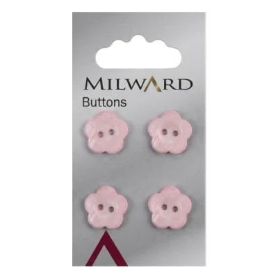 Bouton Milward Fleur rose 15 mm x4
