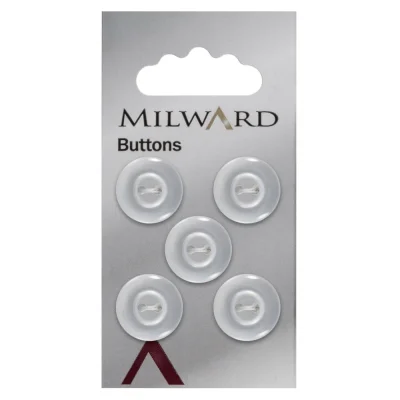 Bouton à coudre Milward Rond 2 Trous Blanc Opalin 16 mm x5