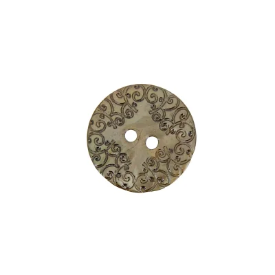 Bouton nacré  gravé 18 mm - Ecru