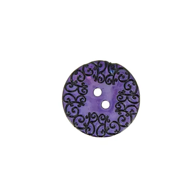 Bouton nacré  gravé 18 mm - Violet