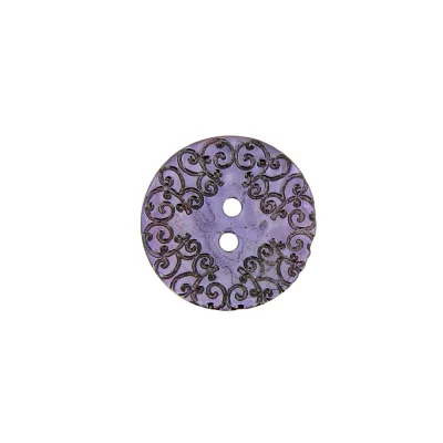 Bouton nacré  gravé 18 mm - Violet clair
